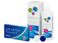 Air Optix plus HydraGlyde (3 lenzen) + Gelone 360 ml