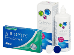 Air Optix plus HydraGlyde for Astigmatism (3 lentilles) + Gelone 360 ml