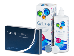 TopVue Premium (6 lenzen) + lenzenvloeistof Gelone 360 ml