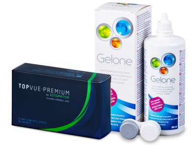 TopVue Premium for Astigmatism (6 lentilles) + Gelone Solution 360 ml