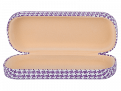 Brillendoos - Haanmotief in paars en wit 